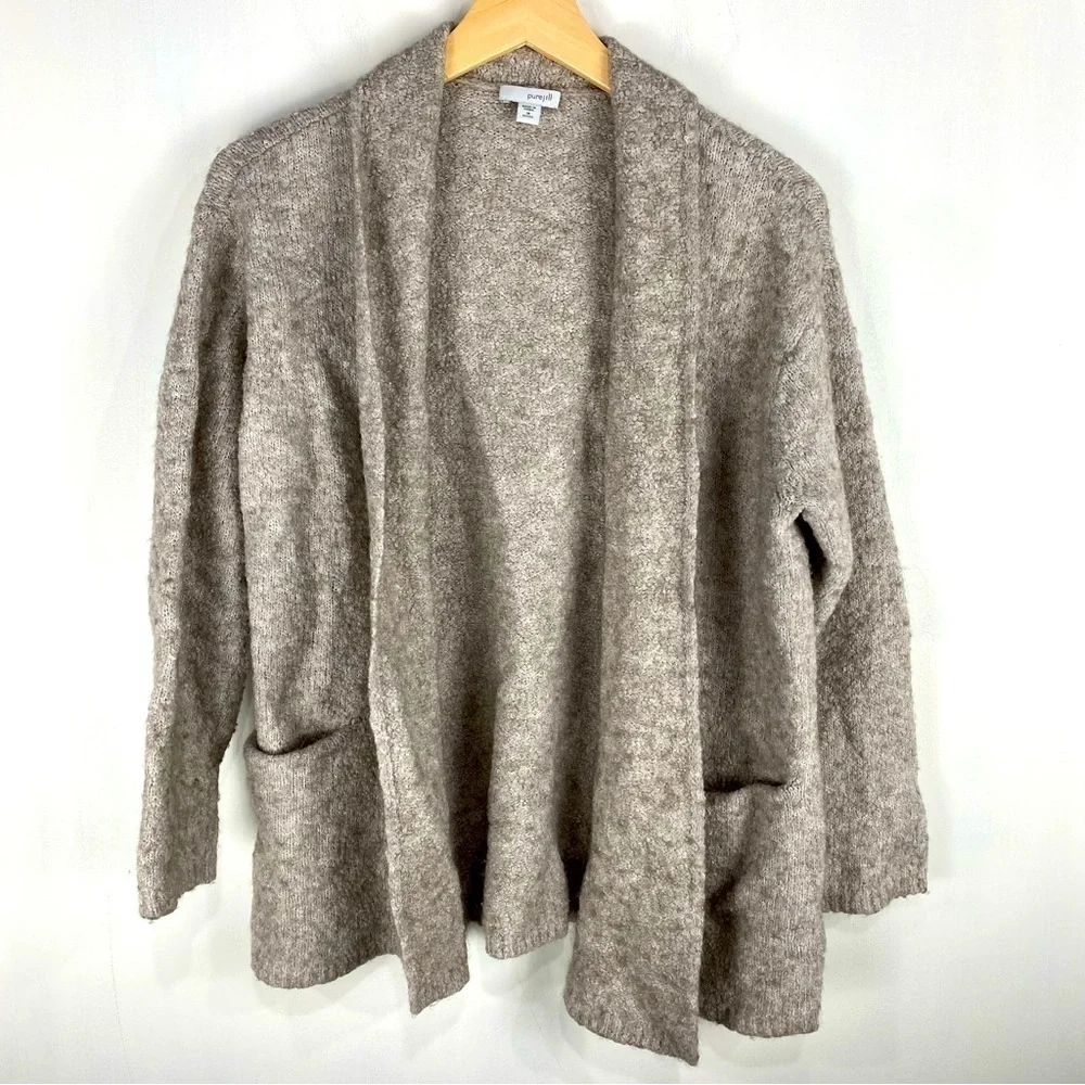 Pure J. Jill‎ Wool Blend Knubby Knit Open Front Cardigan Sweater Medium Petite